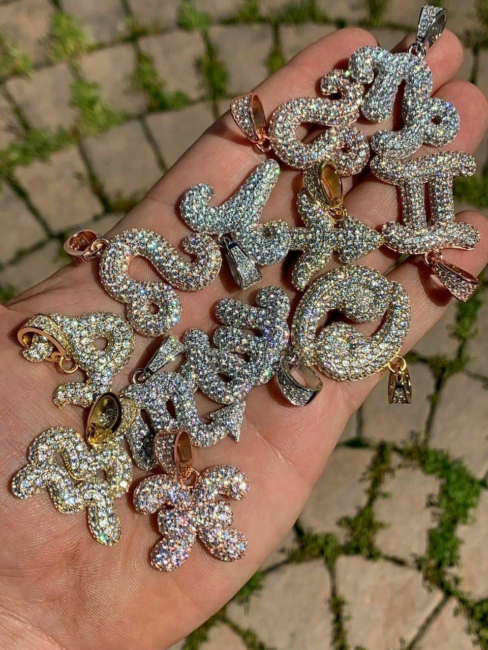 HarlemBling Solid 925 Silver Iced Diamond Zodiac Astrology Sign Pendant Necklace Hip Hop