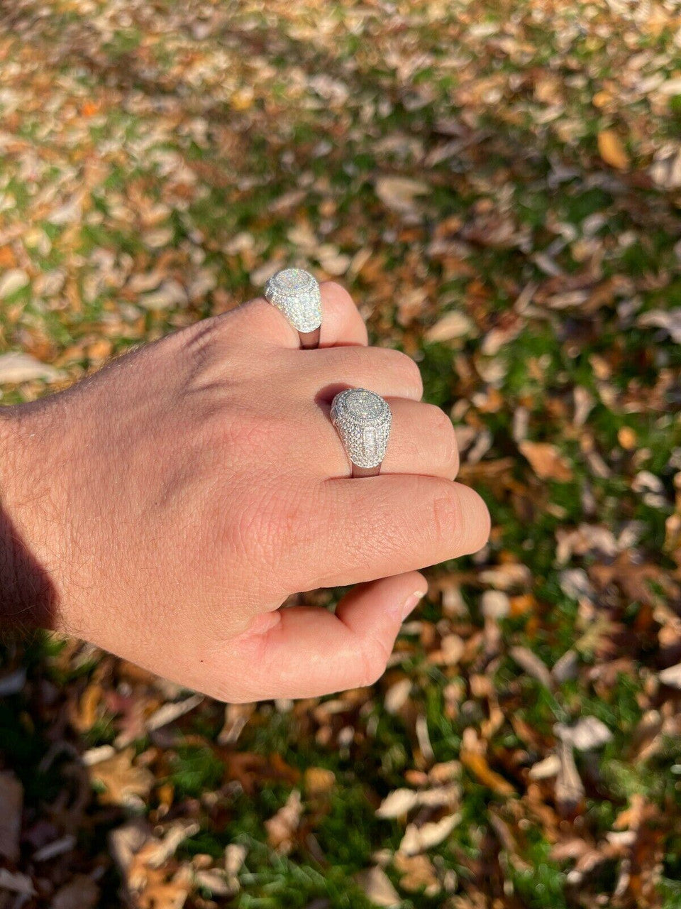 HarlemBling Solid 925 Silver Iced Hip Hop Pinky Ring REAL MOISSANITE Stone Pass Diamond Test