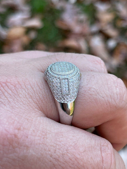 HarlemBling Solid 925 Silver Iced Hip Hop Pinky Ring REAL MOISSANITE Stone Pass Diamond Test