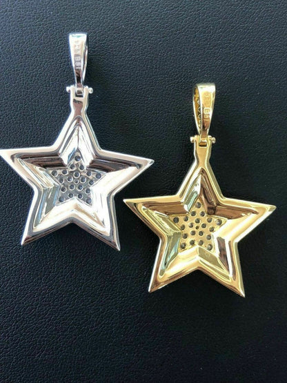HarlemBling Solid 925 Silver ICY Hip Hop Mens Diamond Star 14k Plated SUPERSTAR Pendant