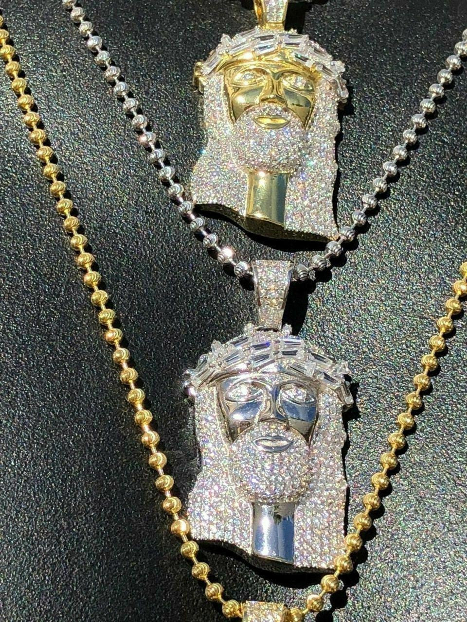 HarlemBling Solid 925 Silver Jesus Pendant ICY 2ct Diamond Baguette SUPER ICED Bust Down