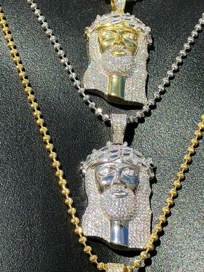 HarlemBling Solid 925 Silver Jesus Pendant ICY 2ct Diamond Baguette SUPER ICED Bust Down