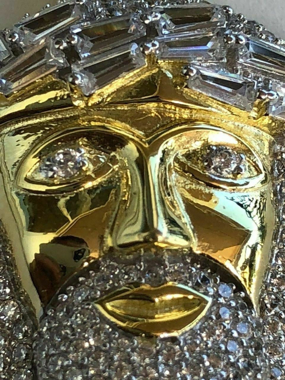 HarlemBling Solid 925 Silver Jesus Pendant ICY 2ct Diamond Baguette SUPER ICED Bust Down