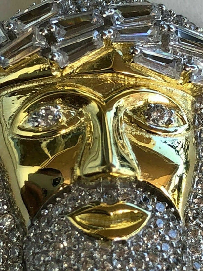 HarlemBling Solid 925 Silver Jesus Pendant ICY 2ct Diamond Baguette SUPER ICED Bust Down