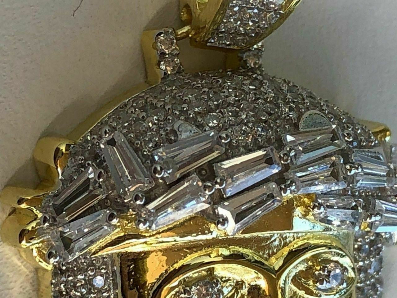 HarlemBling Solid 925 Silver Jesus Pendant ICY 2ct Diamond Baguette SUPER ICED Bust Down