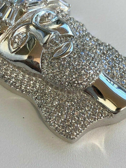 HarlemBling Solid 925 Silver Jesus Pendant ICY 2ct Diamond Baguette SUPER ICED Bust Down