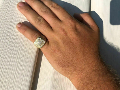 HarlemBling Solid 925 Silver Mens Diamond RING 14k Gold ICY Size 6 7 8 9 10 11 12 13 Pinky