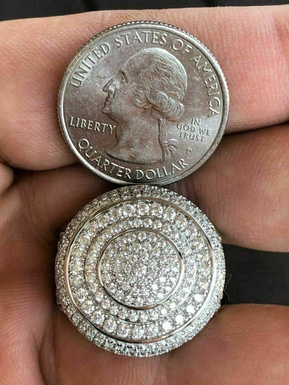 HarlemBling Solid 925 Silver Mens ICED ICY Large Diamond Pinky RING 14k Gold 7 8 9 10 11 12