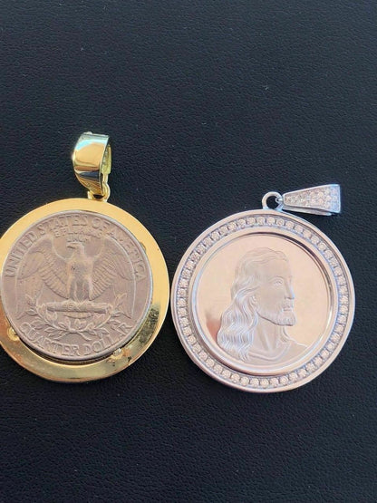 HarlemBling Solid 925 Silver Mens Jesus Last Supper Reversible Coin Medallion Pendant Italy