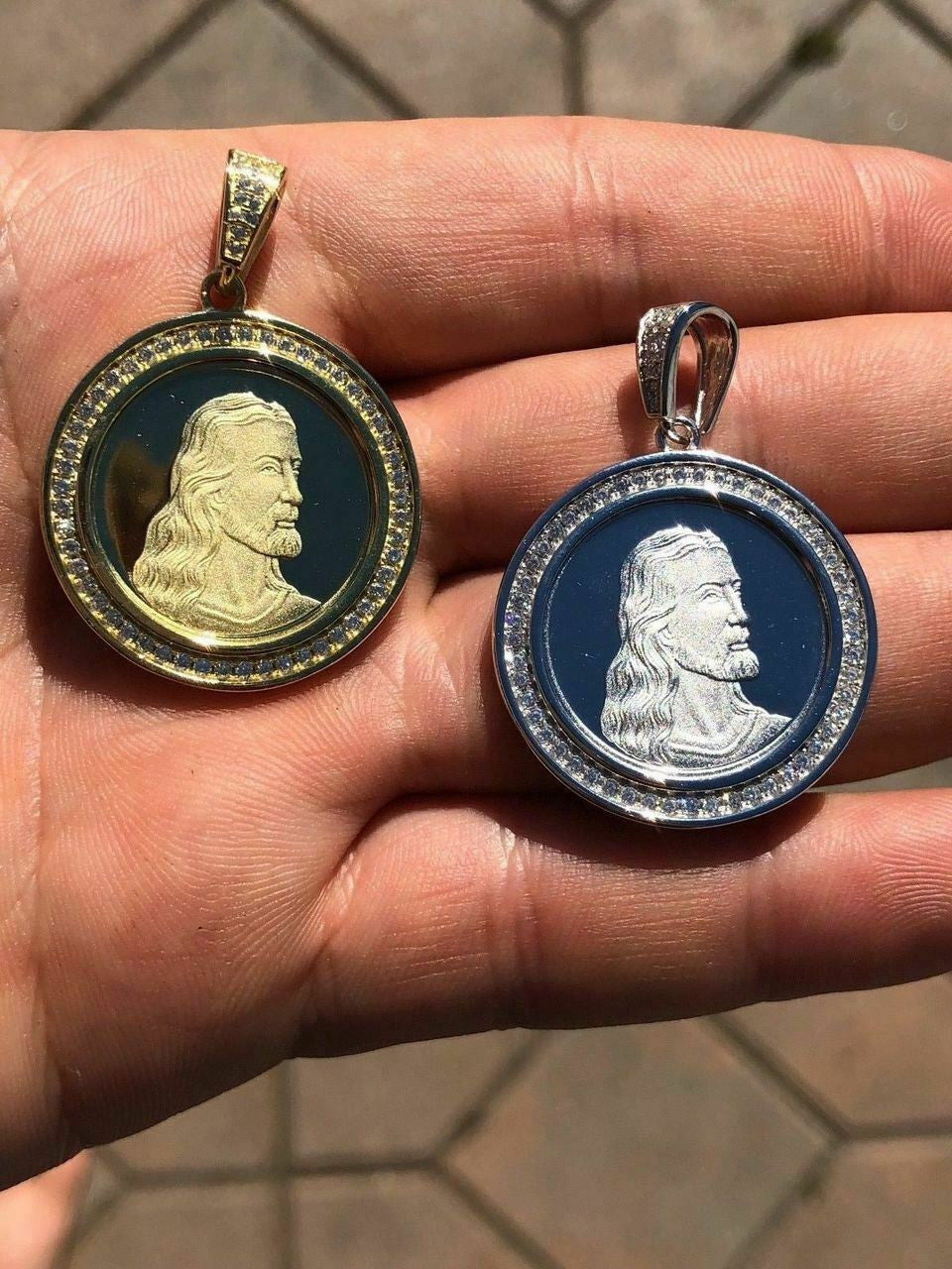 HarlemBling Solid 925 Silver Mens Jesus Last Supper Reversible Coin Medallion Pendant Italy