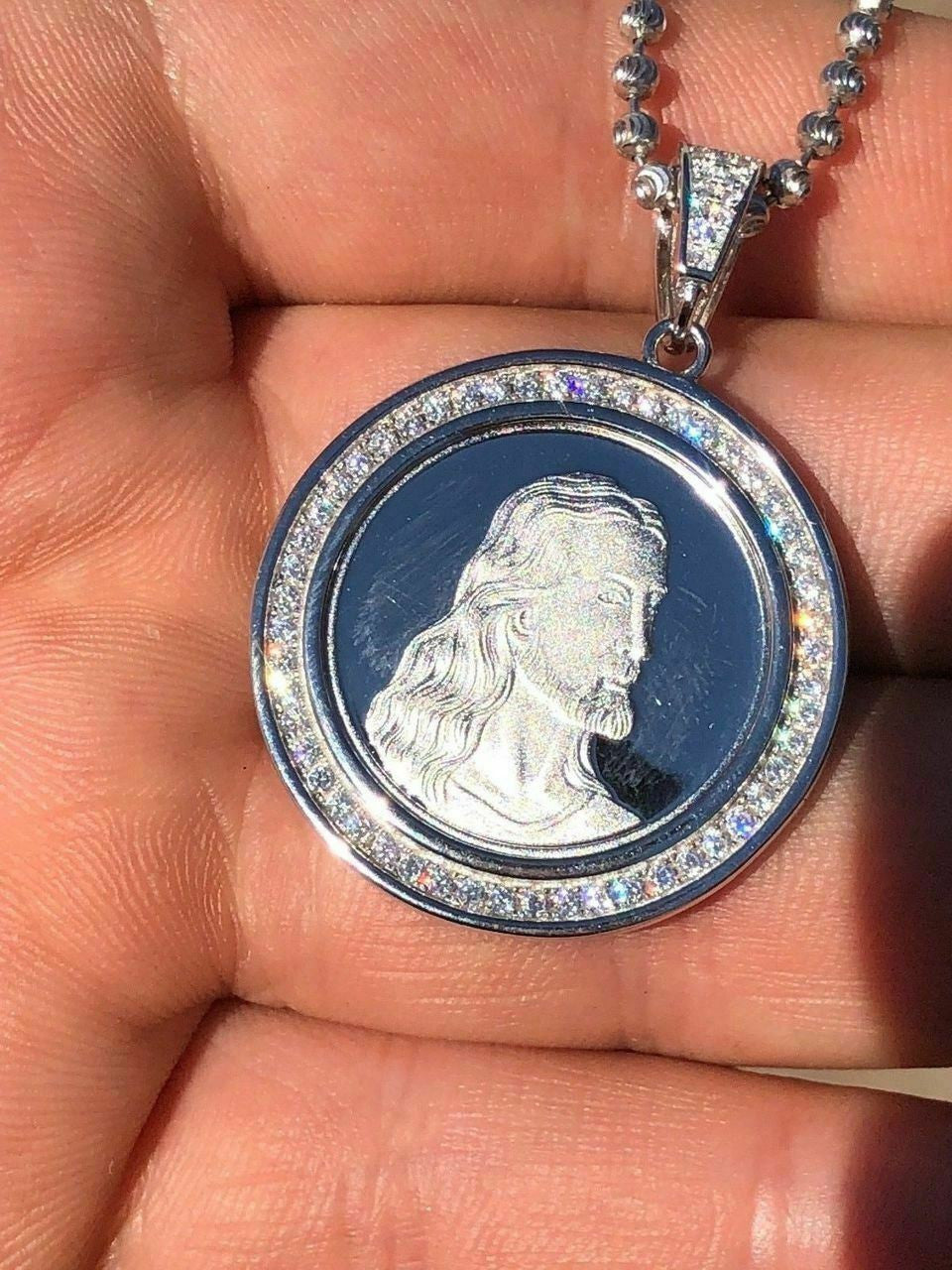 HarlemBling Solid 925 Silver Mens Jesus Last Supper Reversible Coin Medallion Pendant Italy