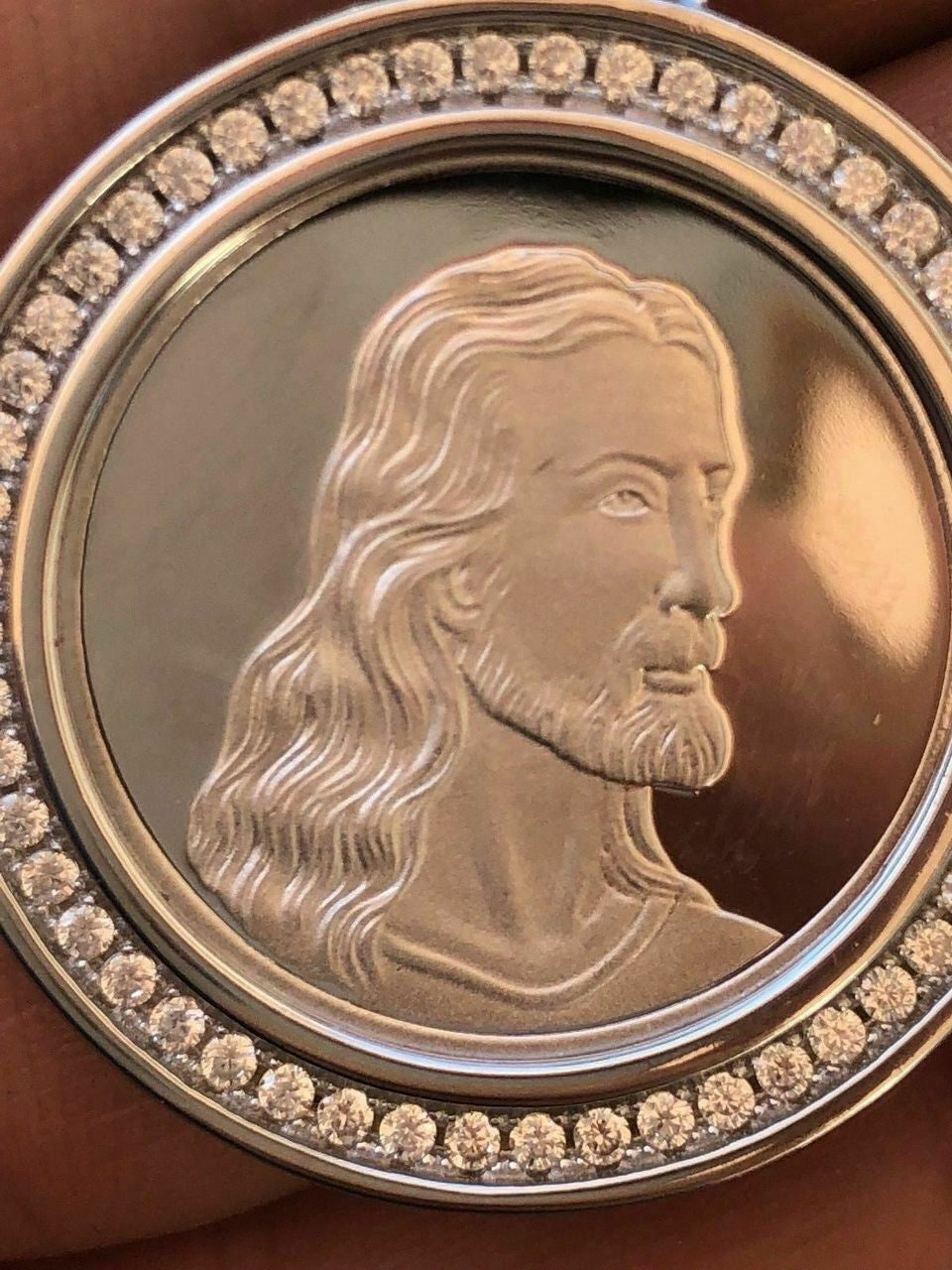 HarlemBling Solid 925 Silver Mens Jesus Last Supper Reversible Coin Medallion Pendant Italy