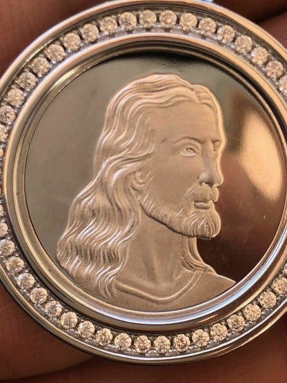 HarlemBling Solid 925 Silver Mens Jesus Last Supper Reversible Coin Medallion Pendant Italy