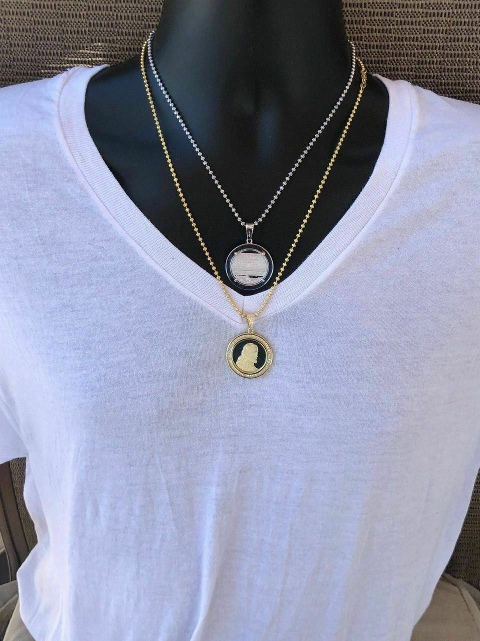 HarlemBling Solid 925 Silver Mens Jesus Last Supper Reversible Coin Medallion Pendant Italy