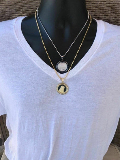 HarlemBling Solid 925 Silver Mens Jesus Last Supper Reversible Coin Medallion Pendant Italy