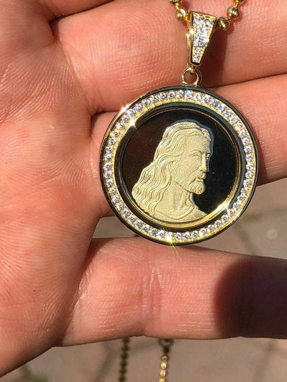 HarlemBling Solid 925 Silver Mens Jesus Last Supper Reversible Coin Medallion Pendant Italy