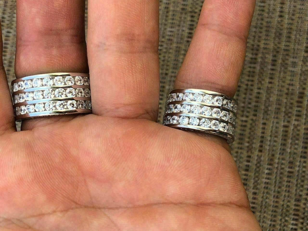 HarlemBling Solid 925 Silver Men's Large Round 5ct Iced Cubic Zirconia Pinky RING