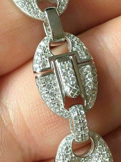 HarlemBling Solid 925 Silver Mens Mariner Gucci Link Chain ICY Man Diamond Hip Hop Bust Down