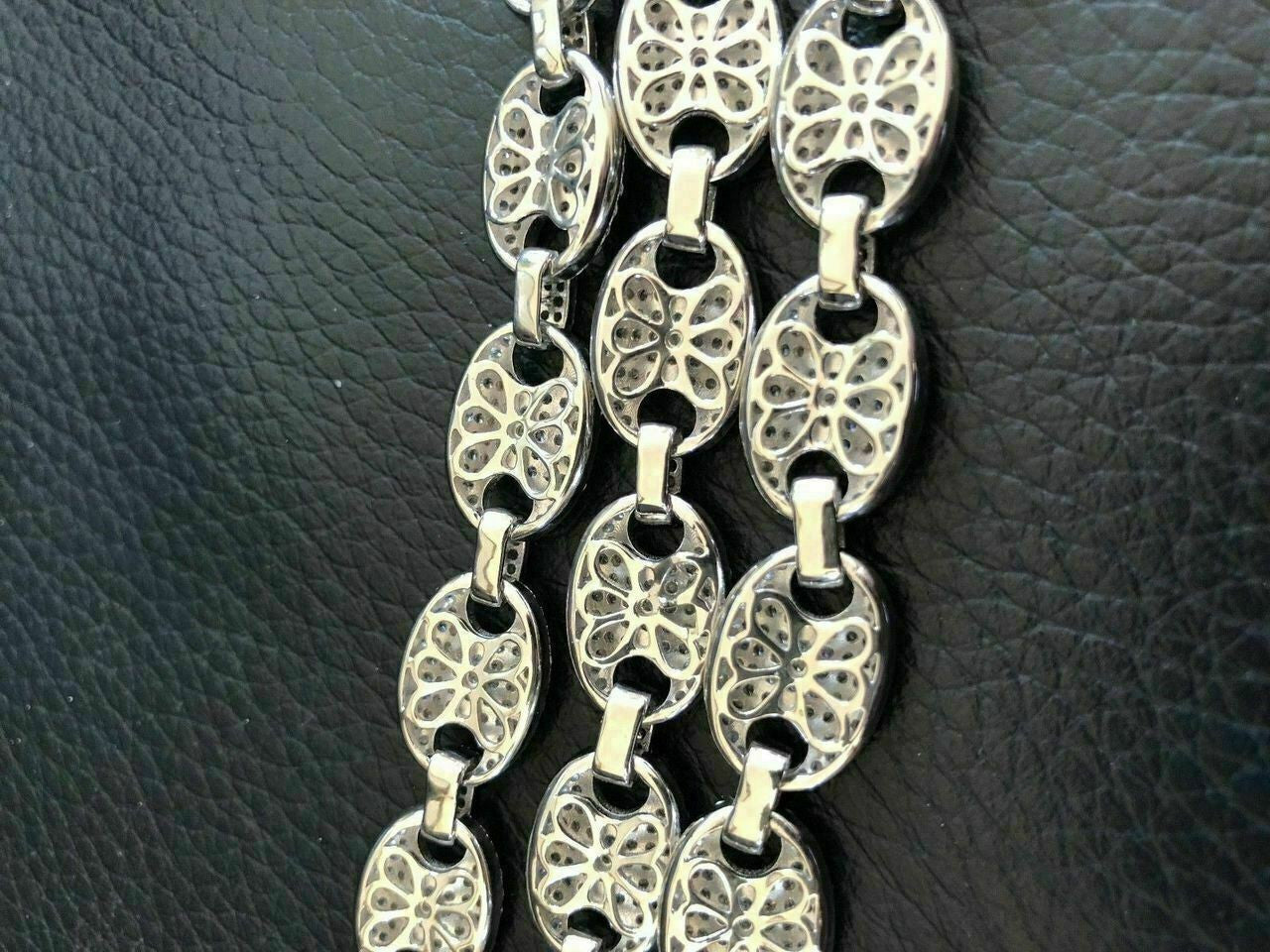 HarlemBling Solid 925 Silver Mens Mariner Gucci Link Chain ICY Man Diamond Hip Hop Bust Down