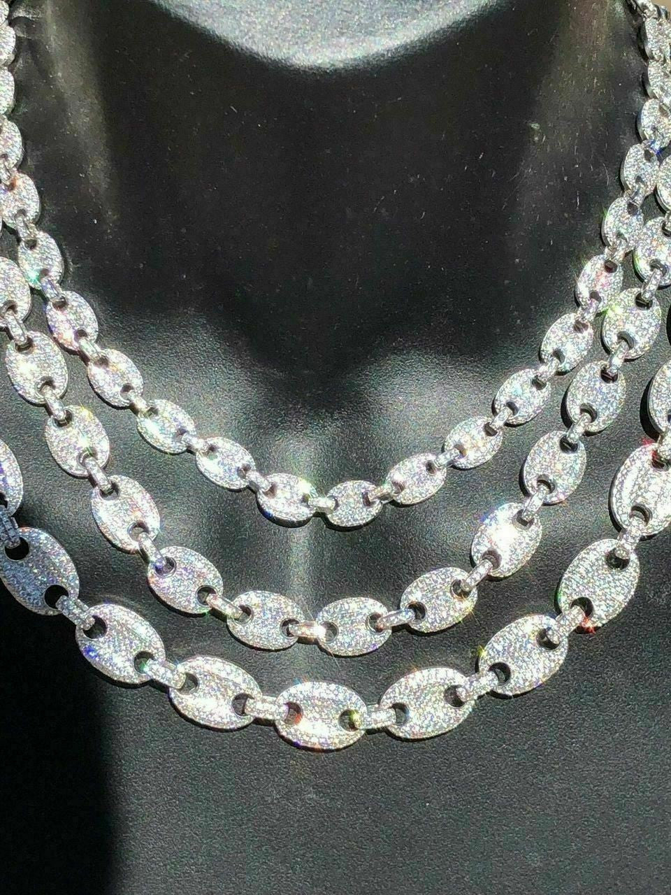 HarlemBling Solid 925 Silver Mens Mariner Gucci Link Chain ICY Man Diamond Hip Hop Bust Down