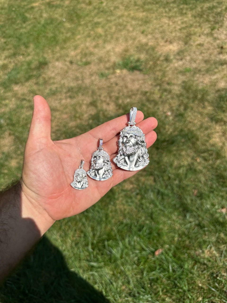 HarlemBling Solid 925 Silver MOISSANITE Jesus Piece Iced Pendant Necklace Handmade In Italy