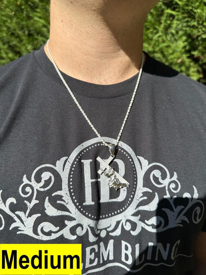 HarlemBling Solid 925 Silver Real MOISSANITE Jesus Carrying Cross Pendant Iced Necklace