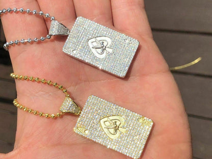 HarlemBling Solid 925 Sterling Silver 14k Gold Ace of Spades Poker Card Diamond Pendant