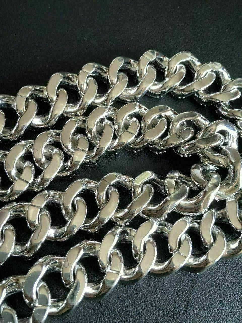 HarlemBling Solid 925 Sterling Silver 15mm Miami Cuban Chain 18 20 Choker 80ct Man Diamond