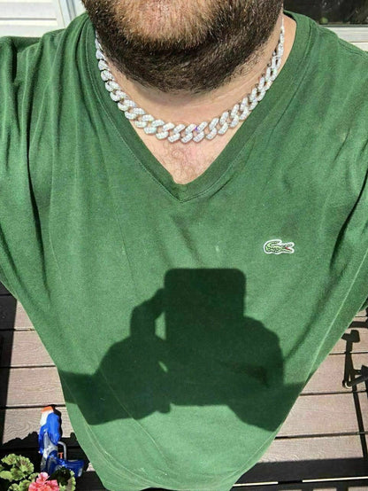 HarlemBling Solid 925 Sterling Silver 15mm Miami Cuban Chain 18 20 Choker 80ct Man Diamond