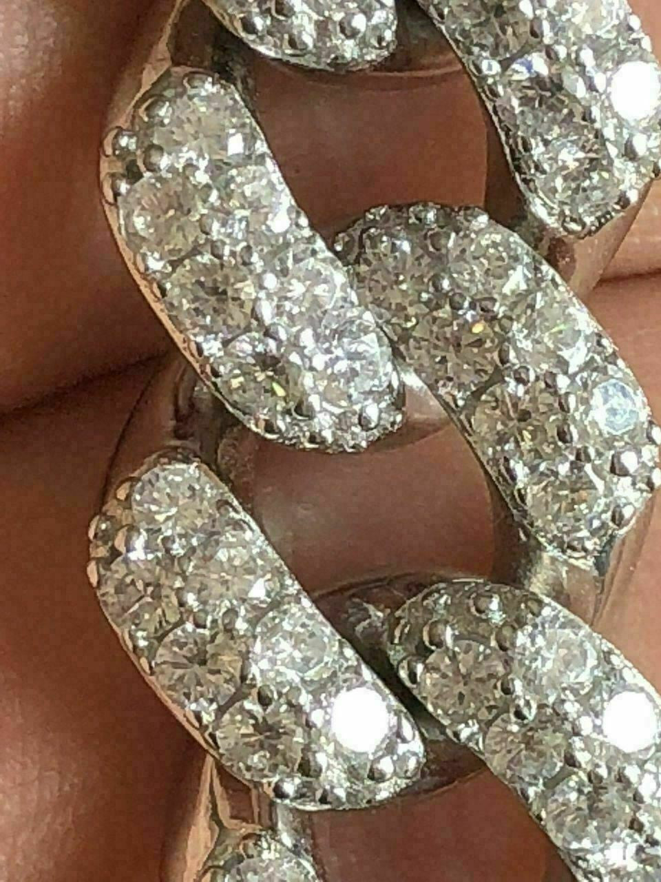 HarlemBling Solid 925 Sterling Silver 15mm Miami Cuban Chain 18 20 Choker 80ct Man Diamond