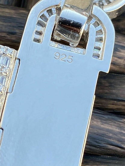 HarlemBling Solid 925 Sterling Silver Baguette Gucci Link Chain Iced 15mm Thick Flooded Out