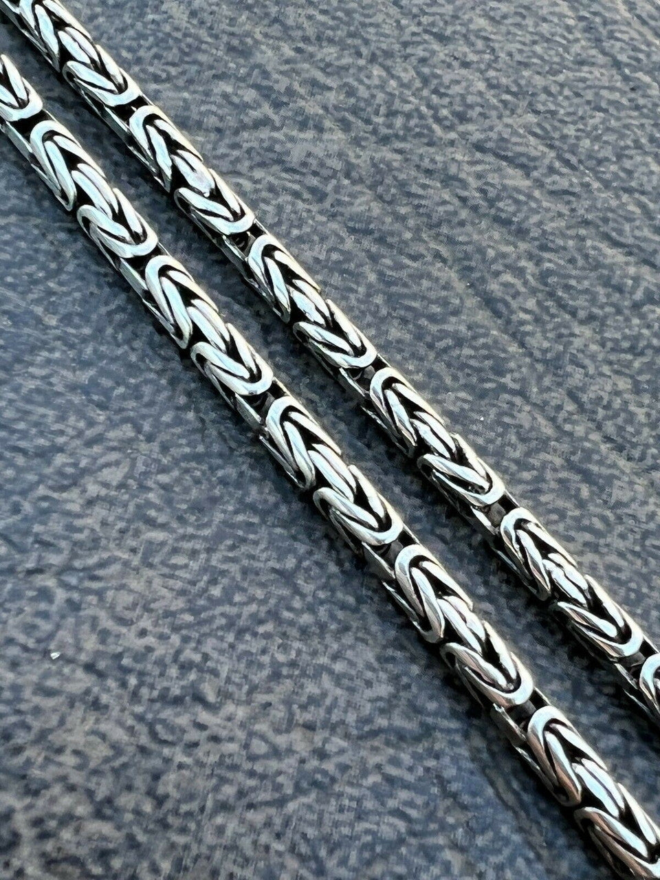 HarlemBling Solid 925 Sterling Silver Black Rhodium Byzantine Rope Chain Necklace 2mm 16-30