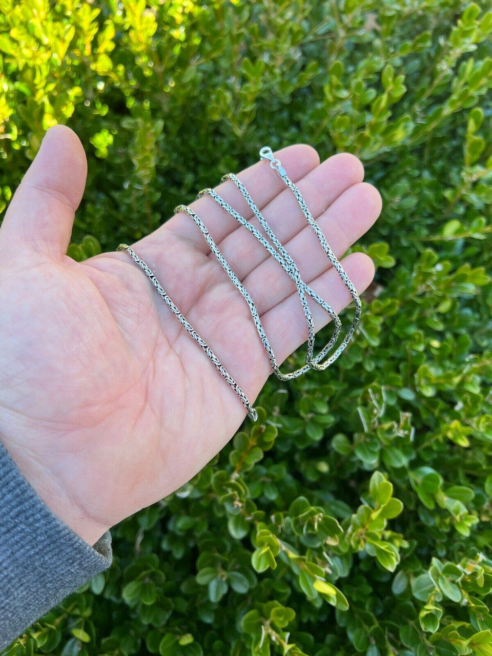 HarlemBling Solid 925 Sterling Silver Black Rhodium Byzantine Rope Chain Necklace 2mm 16-30