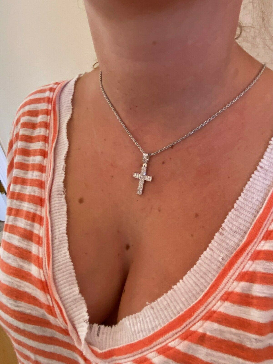 HarlemBling Solid 925 Sterling Silver Cross Pendant Baguette Iced Diamond Necklace Hip-Hop