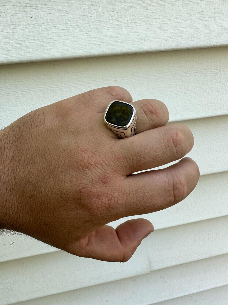 HarlemBling Solid 925 Sterling Silver Diamond Shape Black Onyx Mens Signet Ring Sizes 7-13