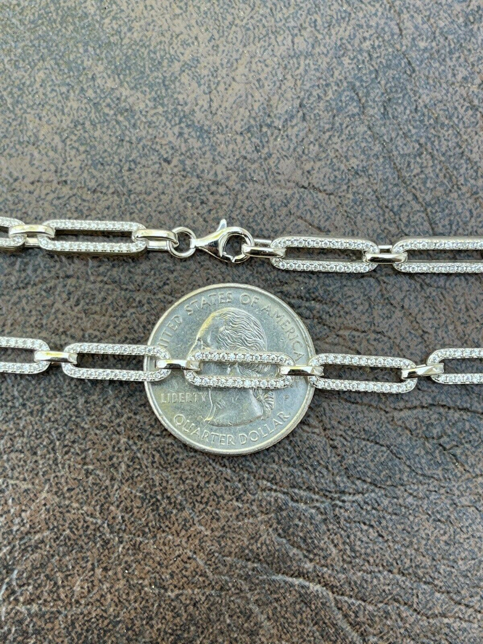 HarlemBling Solid 925 Sterling Silver Gold Diamond Paperclip Chain 5mm Necklace Or Bracelet