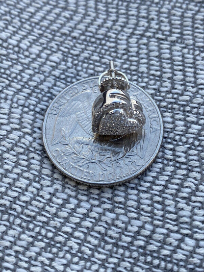 HarlemBling Solid 925 Sterling Silver Iced Heart Stud Earrings Moissanite Pass Diamond Test