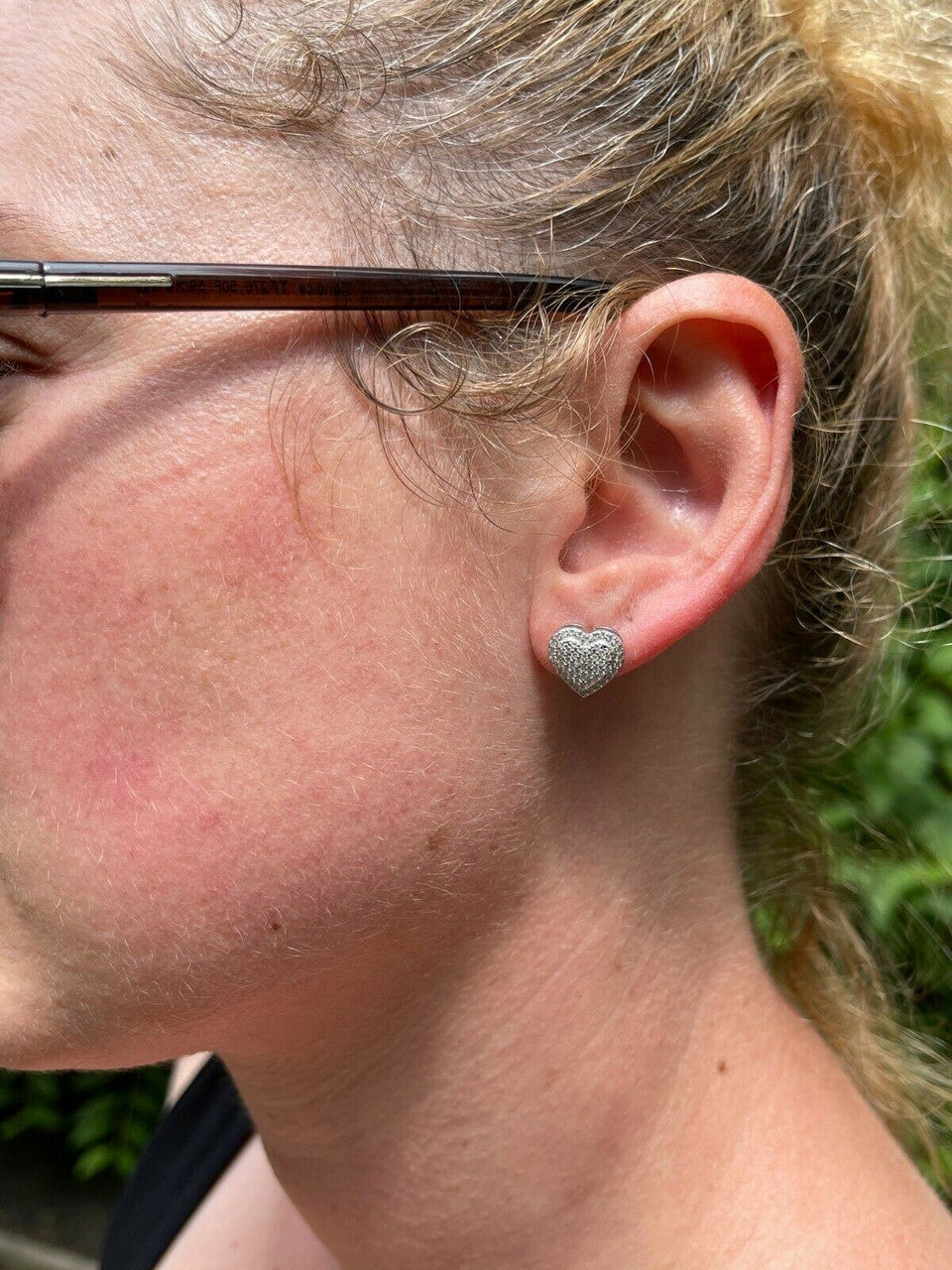 HarlemBling Solid 925 Sterling Silver Iced Heart Stud Earrings Moissanite Pass Diamond Test