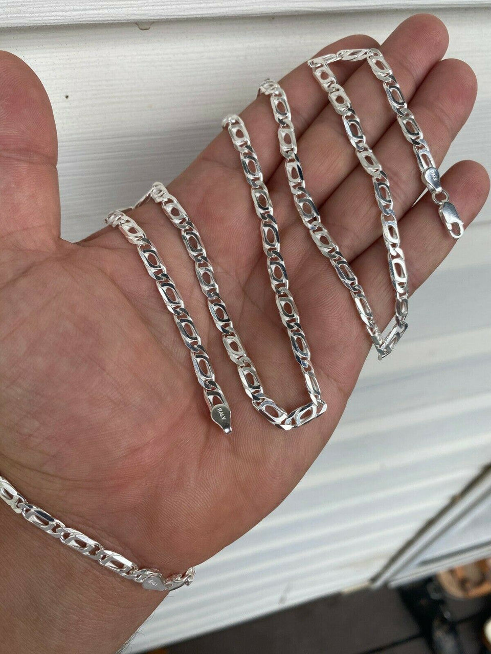 HarlemBling Solid 925 Sterling Silver Mens 5mm Custom Tigers Eye Chain Necklace Or Bracelet