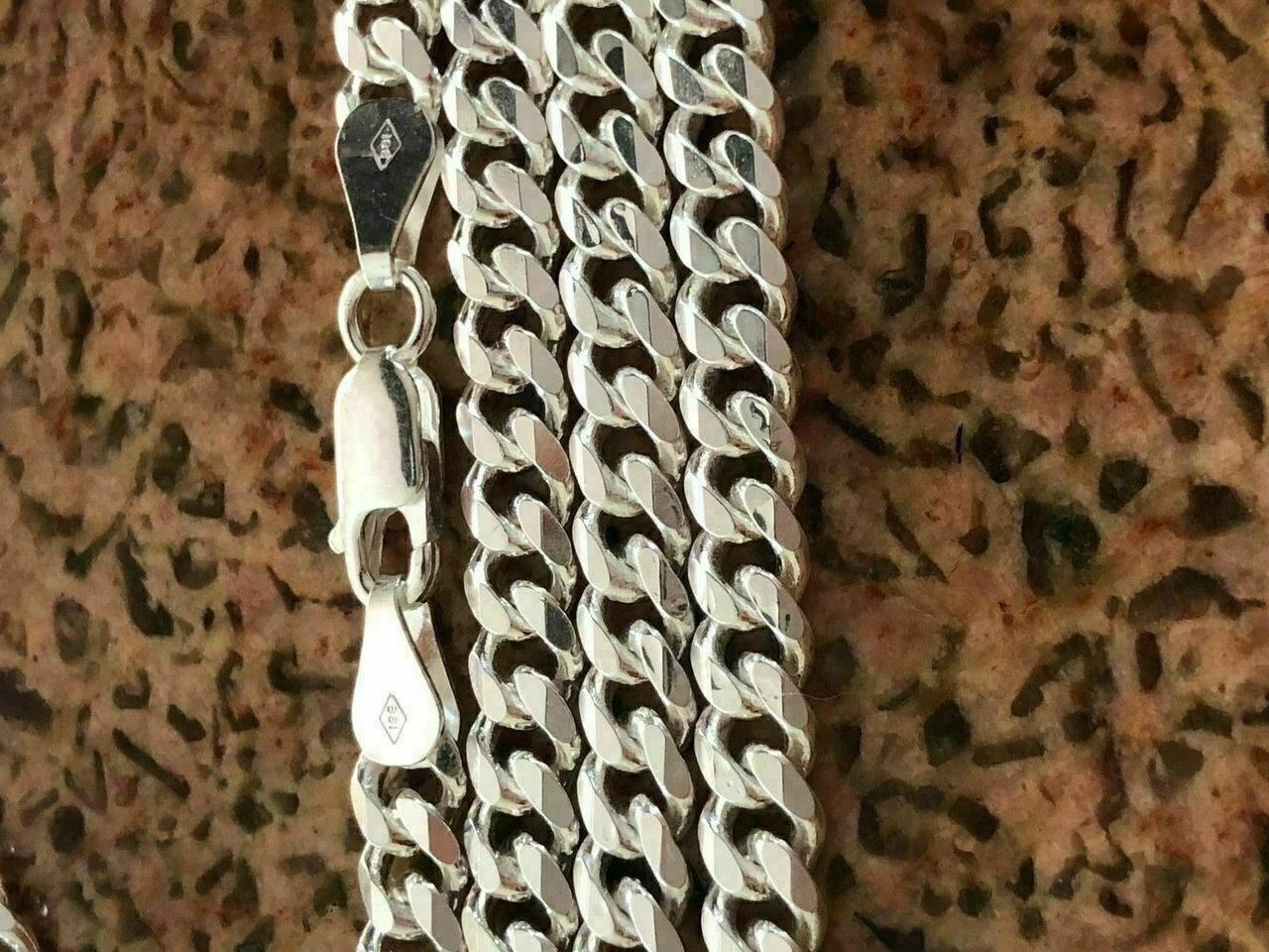 HarlemBling Solid 925 Sterling Silver Mens 5mm Tight Link Miami Cuban Link Chain Heavy ITALY