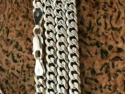 HarlemBling Solid 925 Sterling Silver Mens 5mm Tight Link Miami Cuban Link Chain Heavy ITALY