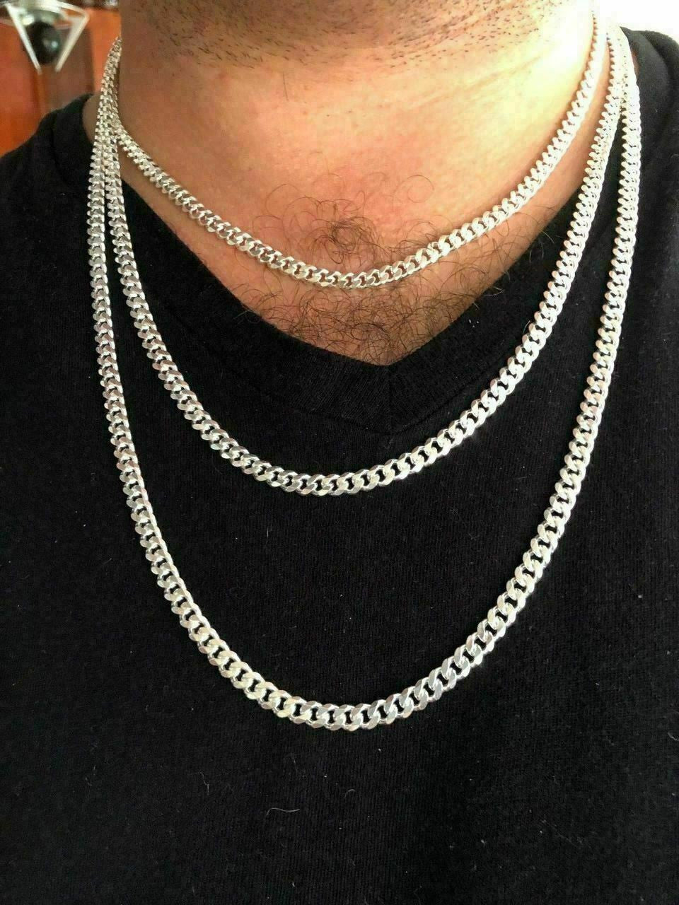 HarlemBling Solid 925 Sterling Silver Mens 5mm Tight Link Miami Cuban Link Chain Heavy ITALY