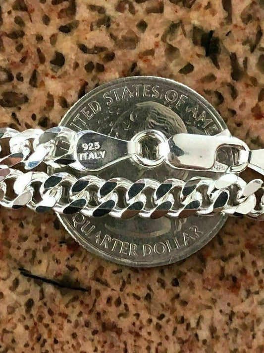 HarlemBling Solid 925 Sterling Silver Mens 5mm Tight Link Miami Cuban Link Chain Heavy ITALY
