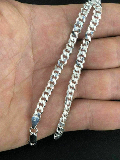 HarlemBling Solid 925 Sterling Silver Mens 5mm Tight Link Miami Cuban Link Chain Heavy ITALY