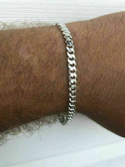 HarlemBling Solid 925 Sterling Silver Mens 5mm Tight Link Miami Cuban Link Chain Heavy ITALY