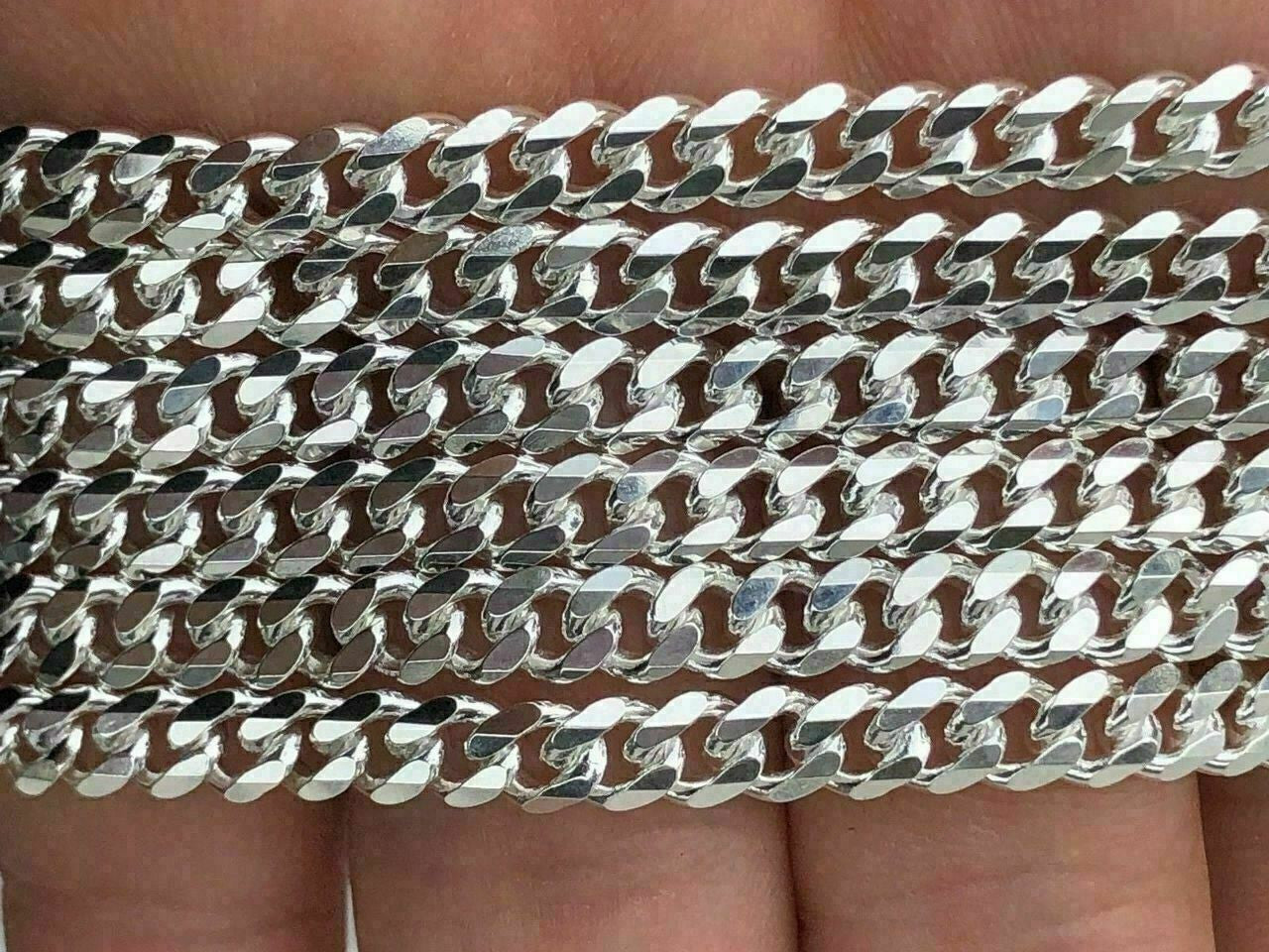 HarlemBling Solid 925 Sterling Silver Mens 5mm Tight Link Miami Cuban Link Chain Heavy ITALY