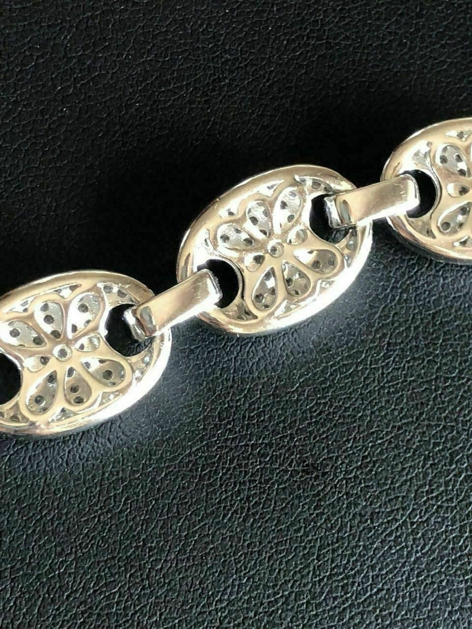 HarlemBling Solid 925 Sterling Silver Mens Gucci Link Choker Chain 18 20 20ct Man Diamond