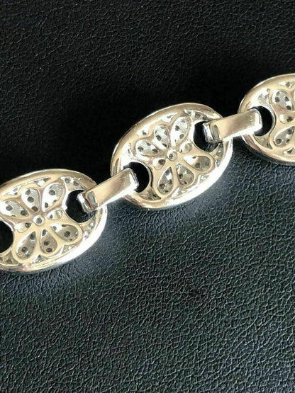 HarlemBling Solid 925 Sterling Silver Mens Gucci Link Choker Chain 18 20 20ct Man Diamond