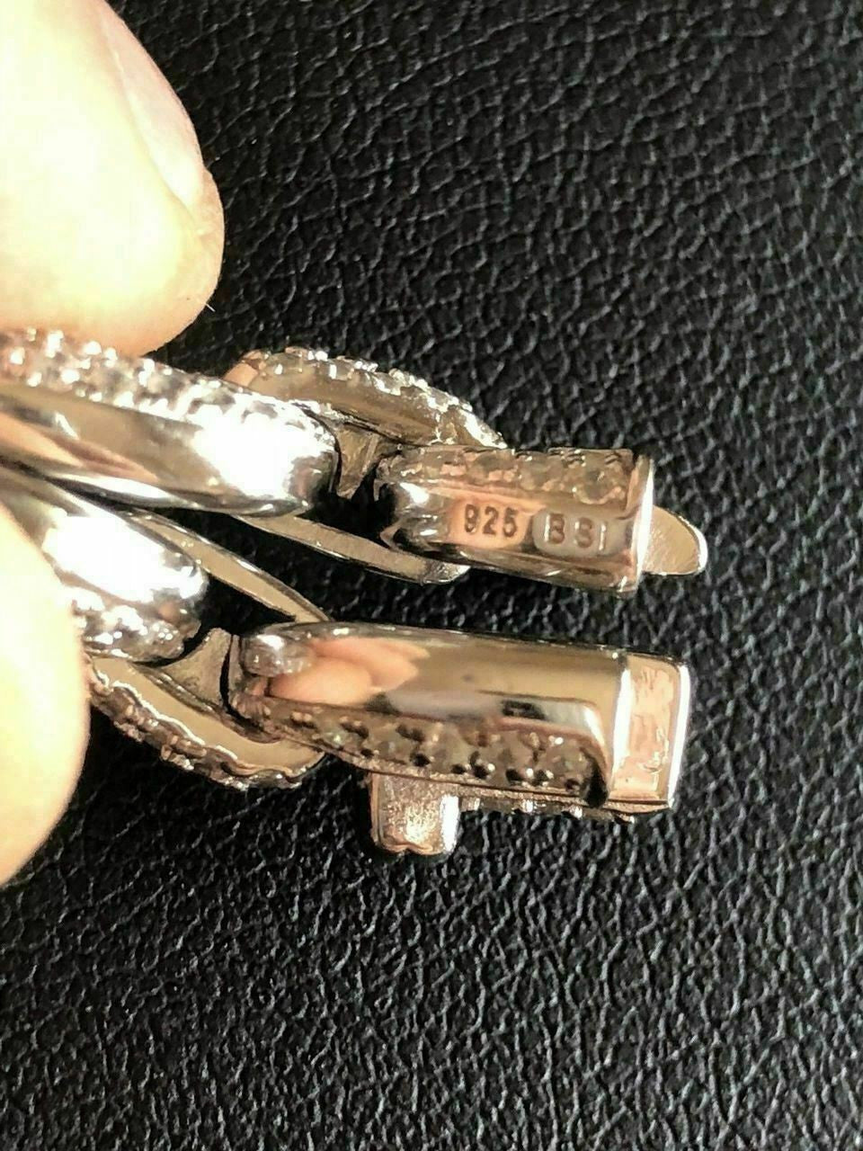 HarlemBling Solid 925 Sterling Silver Mens Gucci Link Choker Chain 18 20 20ct Man Diamond