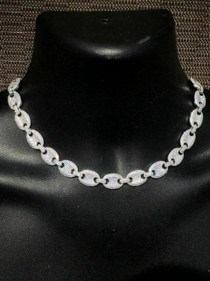 HarlemBling Solid 925 Sterling Silver Mens Gucci Link Choker Chain 18 20 20ct Man Diamond
